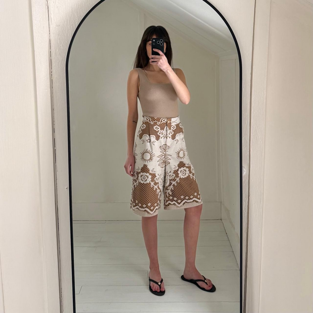 Beatrice .b / Anthropologie Soleil Lace Bermuda Shorts NWT Tan/Ivory Size 8