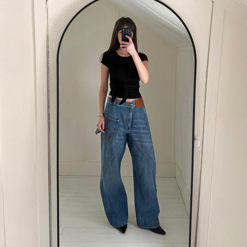JW Anderson Twisted Workwear Wide Leg Jeans in Light Blue Size 30