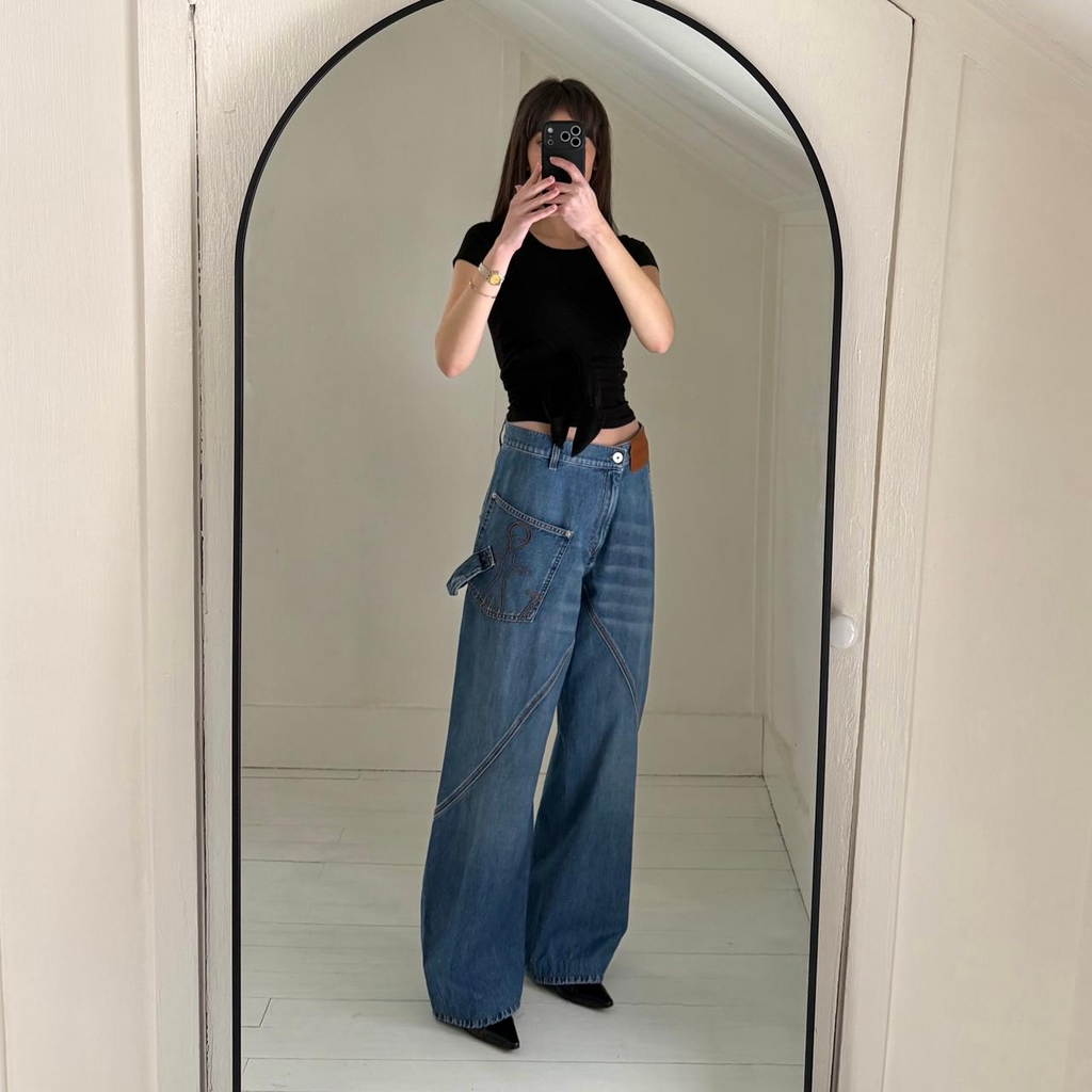 JW Anderson Twisted Workwear Wide Leg Jeans in Light Blue Size 30
