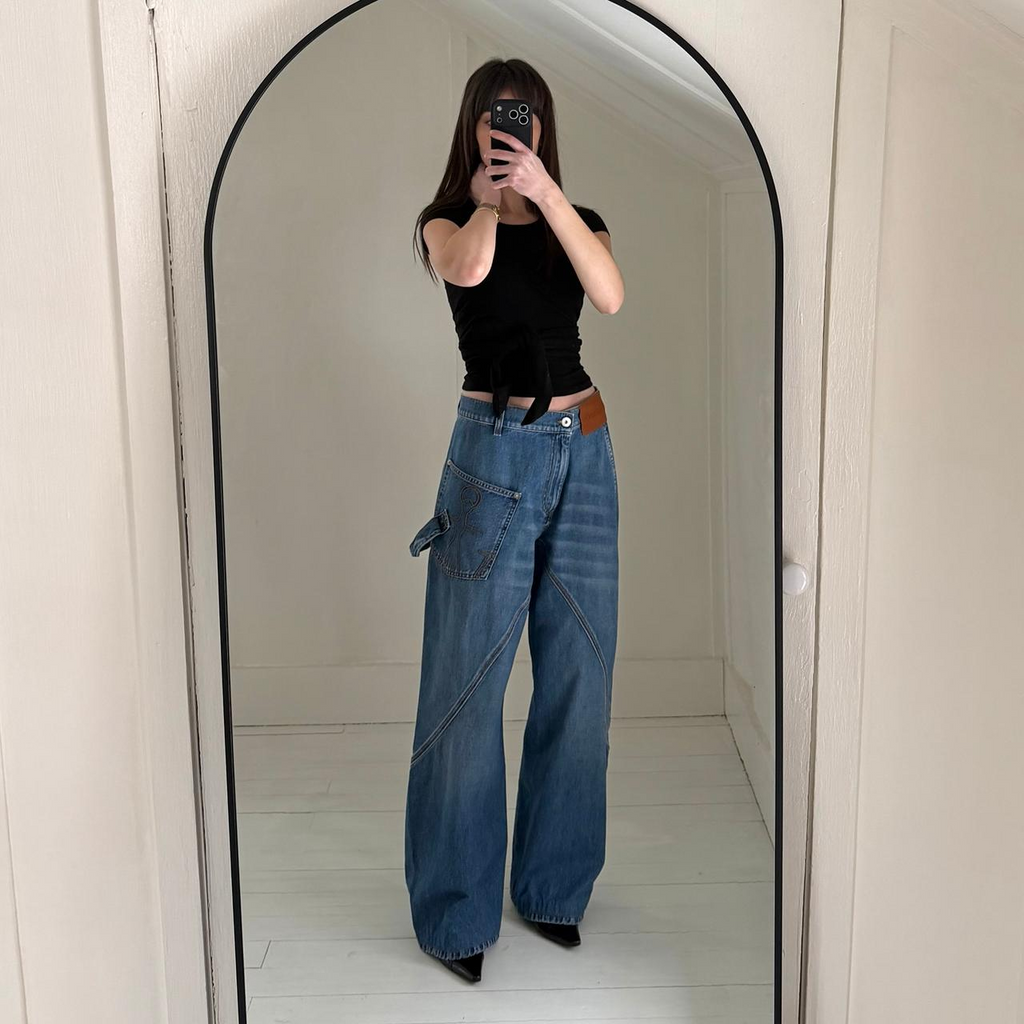 JW Anderson Twisted Workwear Wide Leg Jeans in Light Blue Size 30