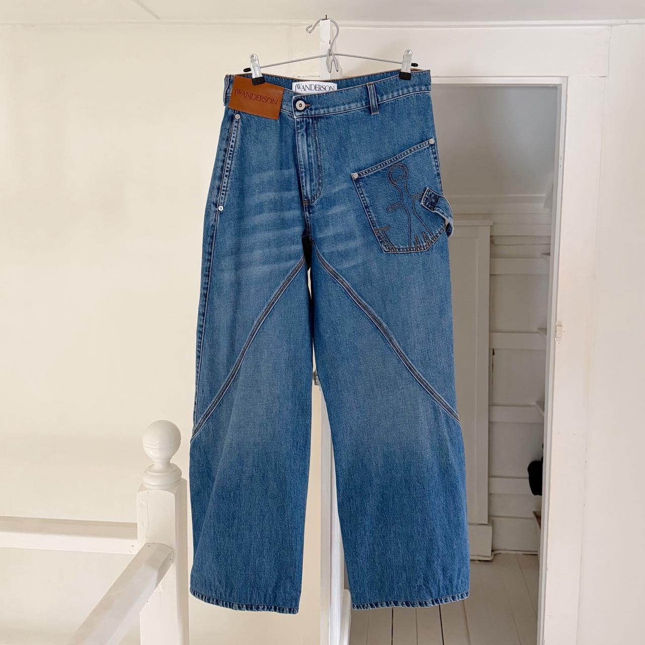 JW Anderson Twisted Workwear Wide Leg Jeans in Light Blue Size 30