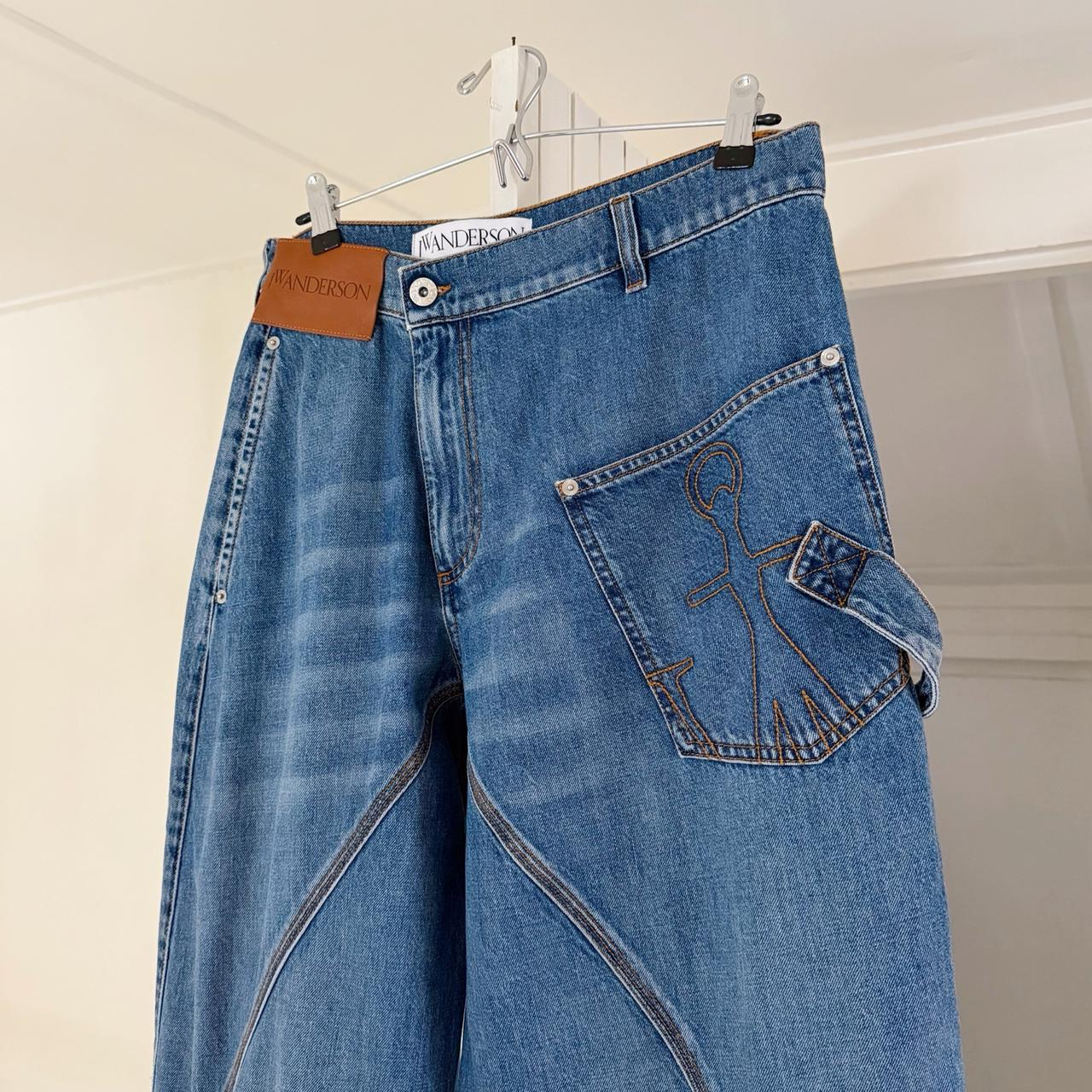 JW Anderson Twisted Workwear Wide Leg Jeans in Light Blue Size 30