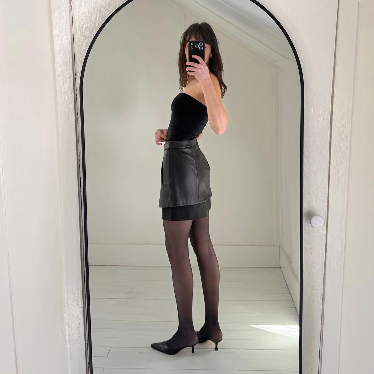 Tibi Leather Overlay Mini Wrap Skort Size 6