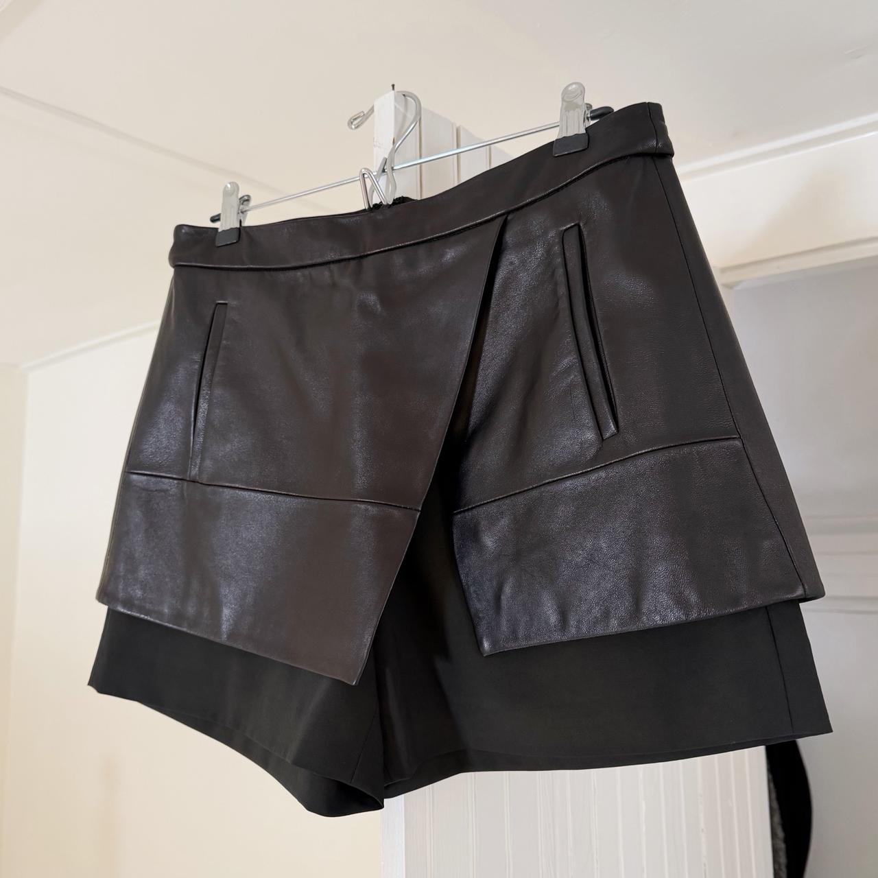 Tibi Leather Overlay Mini Wrap Skort Size 6