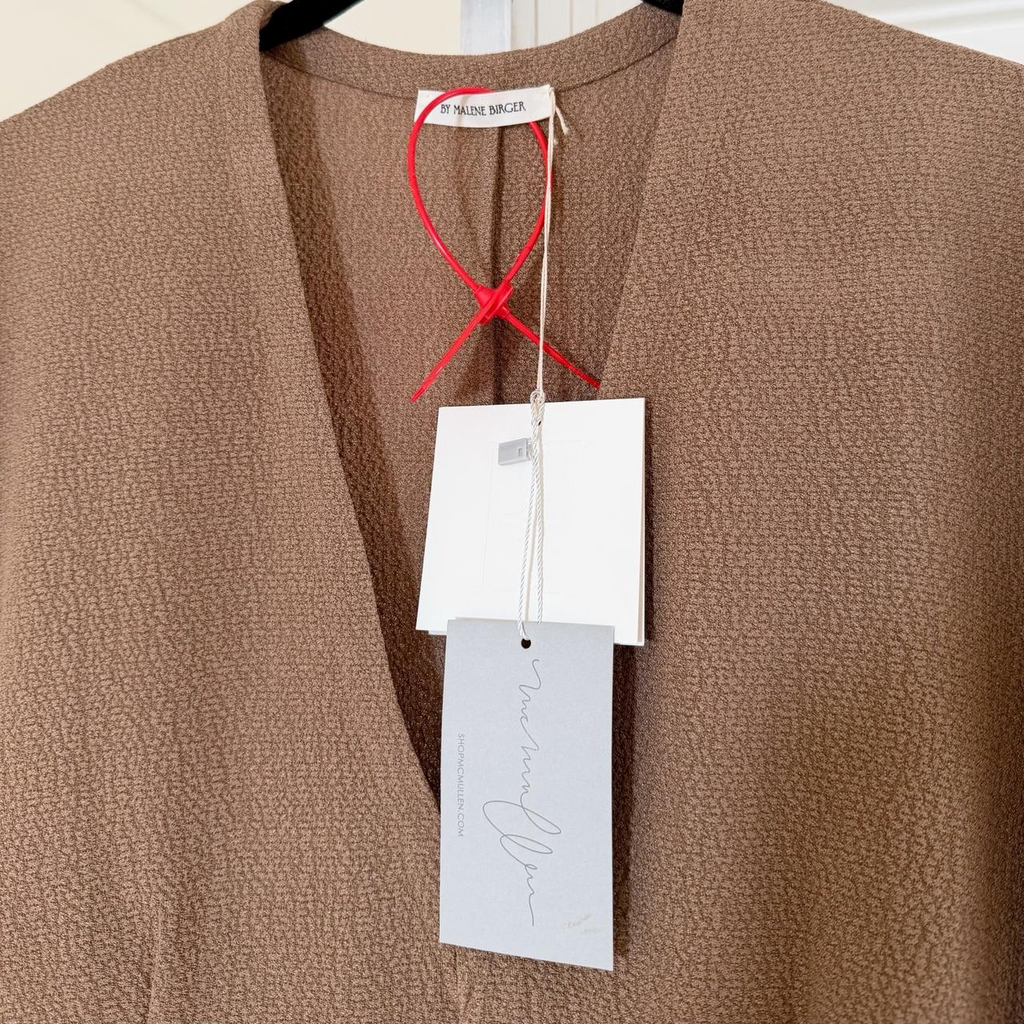 By Malene Birger Ullas Crepe Tie Waist Top Light Brown NWT Size 36