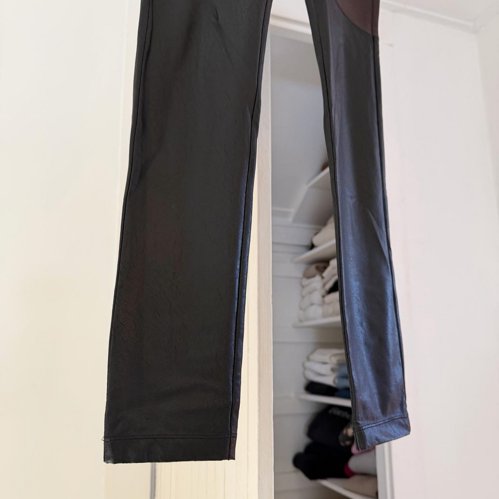 BCBGMaxAzria Hawkins Faux Leather Panel Legging Dark Fatigue/Black Size XS