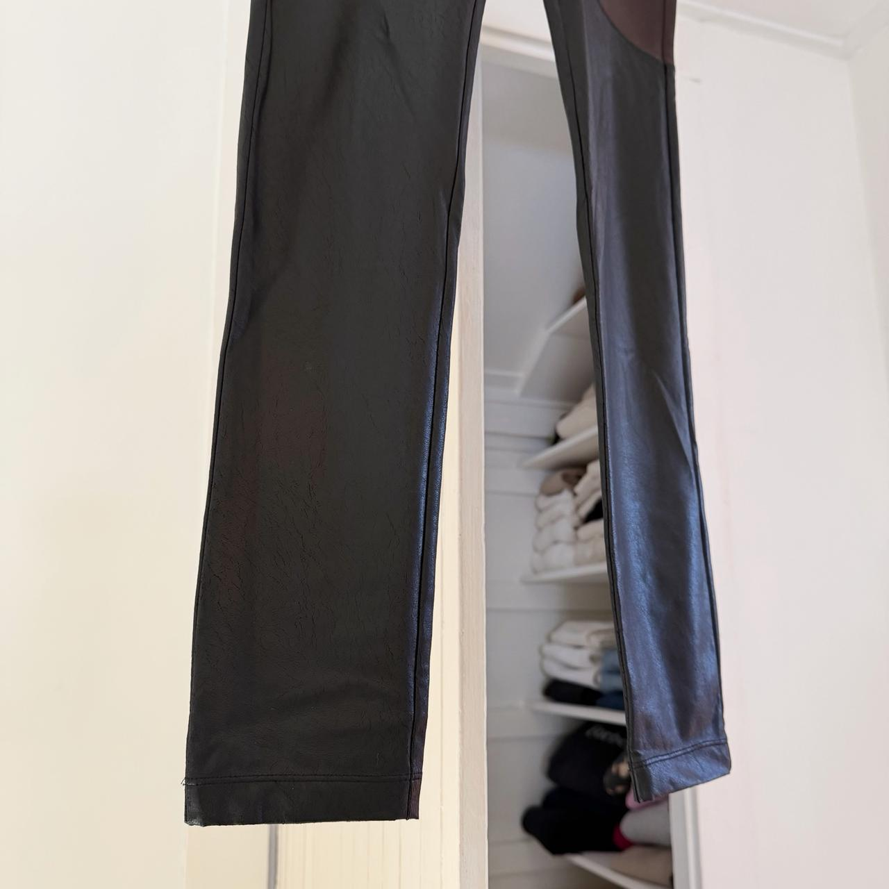 BCBGMaxAzria Hawkins Faux Leather Panel Legging Dark Fatigue/Black Size XS