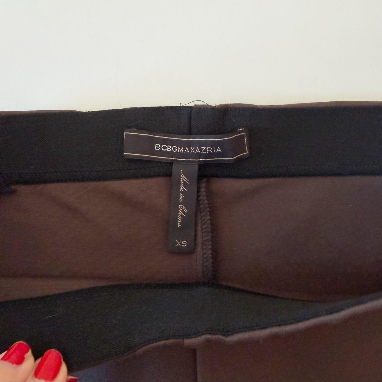 BCBGMaxAzria Hawkins Faux Leather Panel Legging Dark Fatigue/Black Size XS