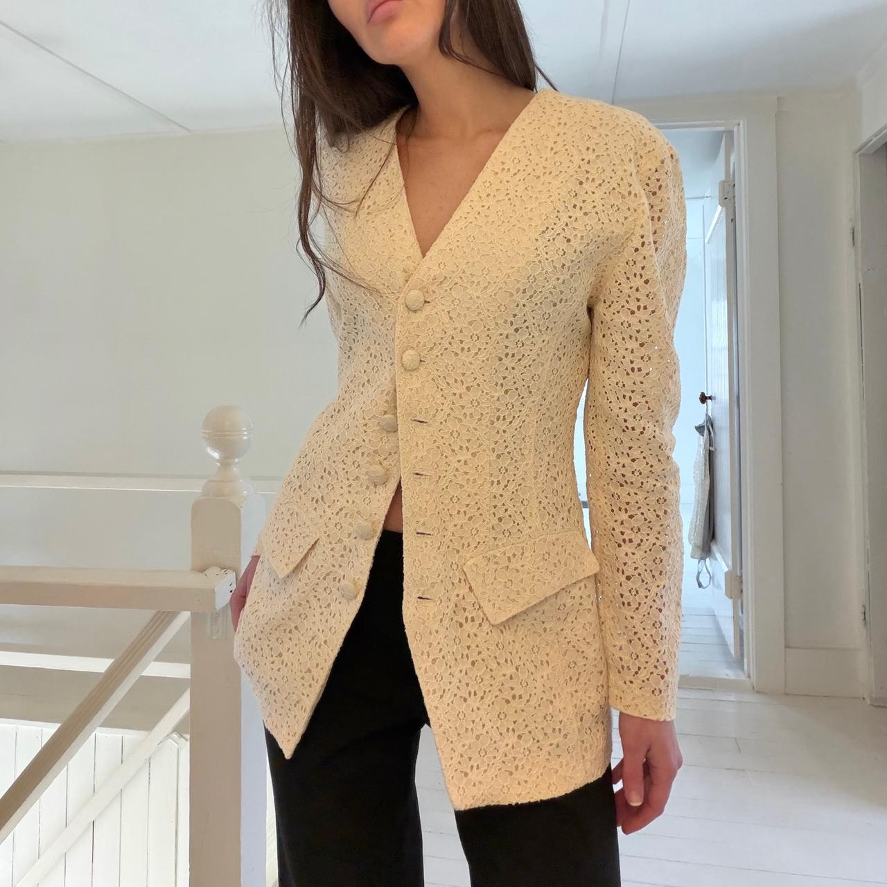 Le Chateau Vintage 90s Floral Lace Blazer Jacket Size 7