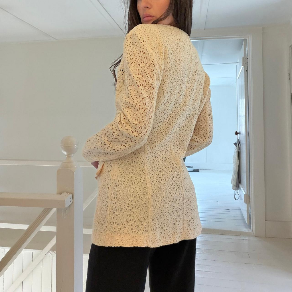 Le Chateau Vintage 90s Floral Lace Blazer Jacket Size 7