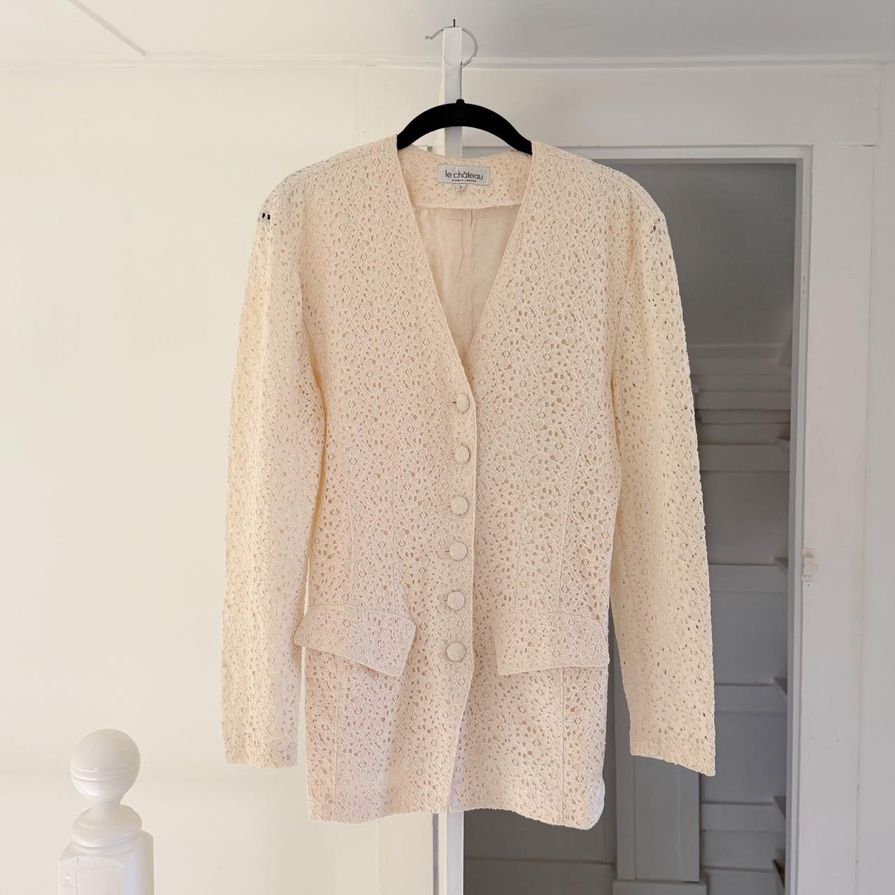 Le Chateau Vintage 90s Floral Lace Blazer Jacket Size 7