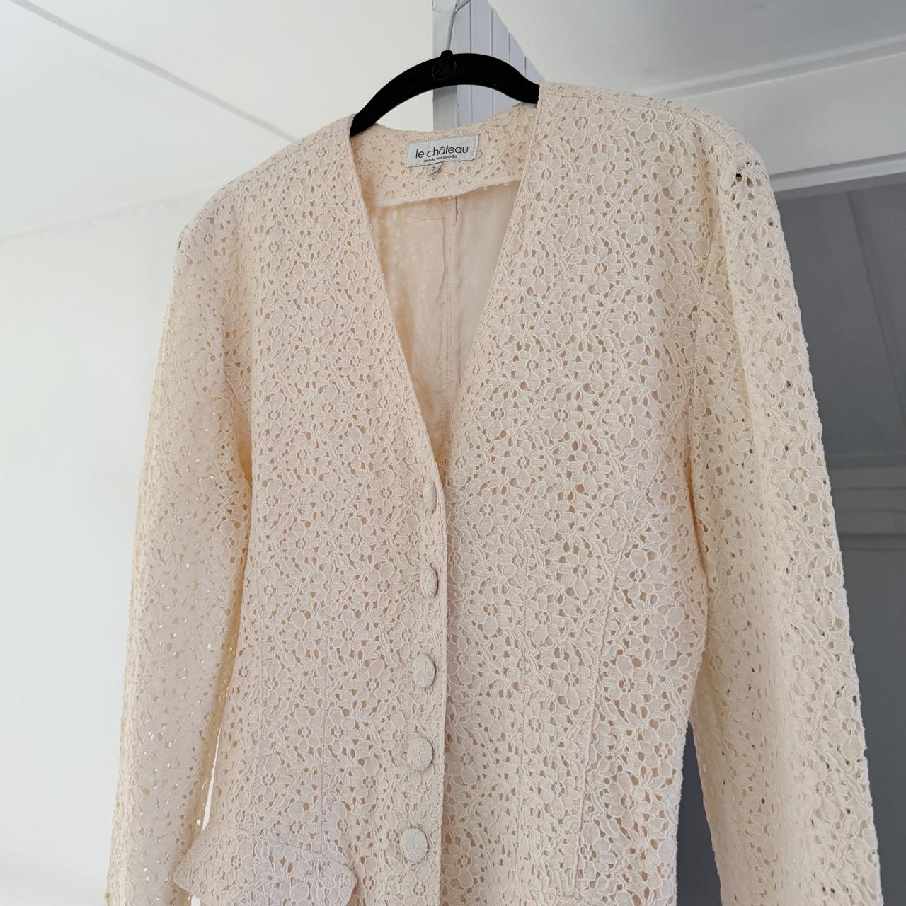 Le Chateau Vintage 90s Floral Lace Blazer Jacket Size 7