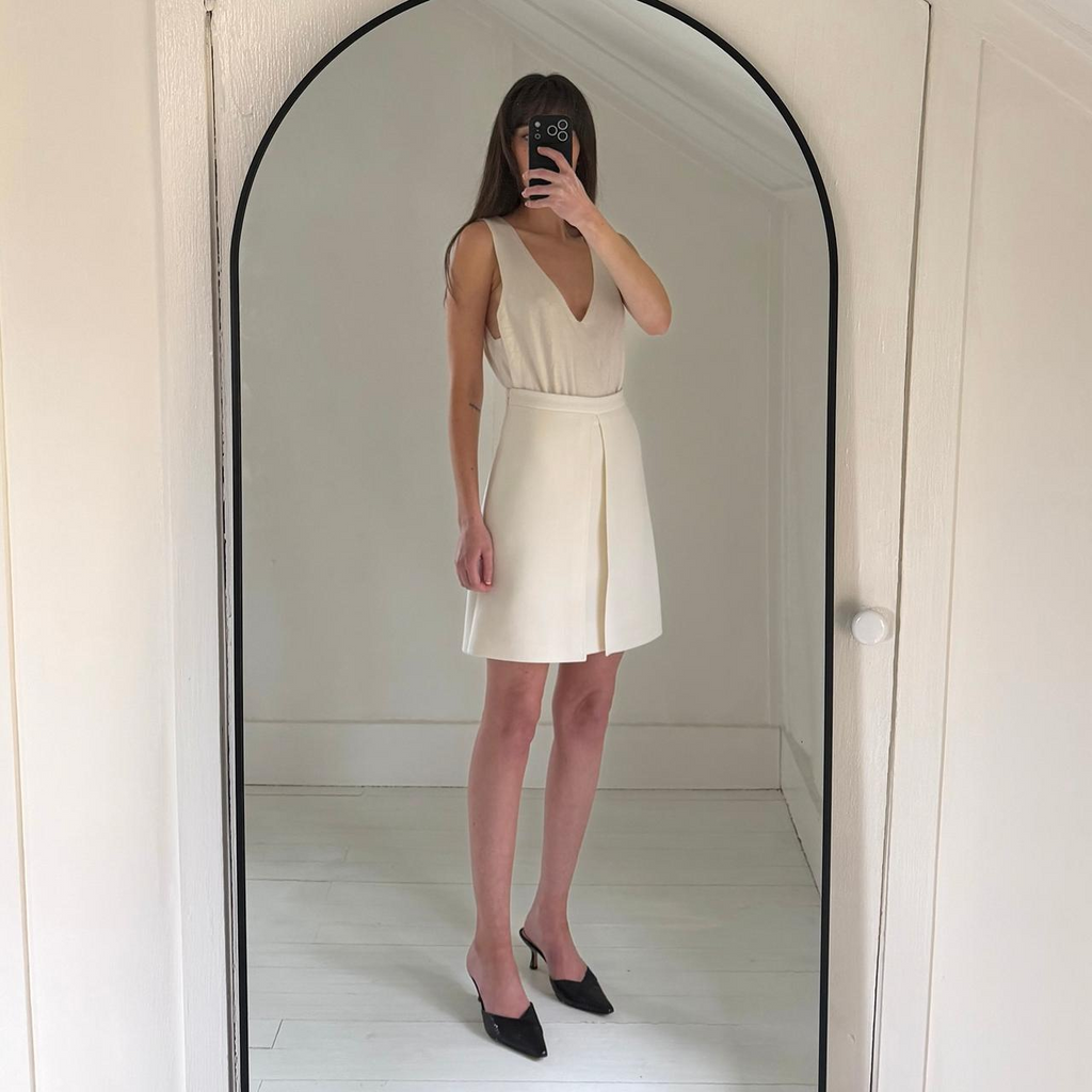 Liberowe Alex Layered Wool-Crepe Mini Skirt in White Size S