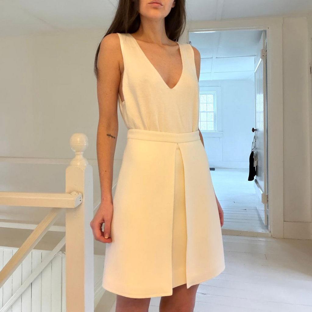 Liberowe Alex Layered Wool-Crepe Mini Skirt in White Size S