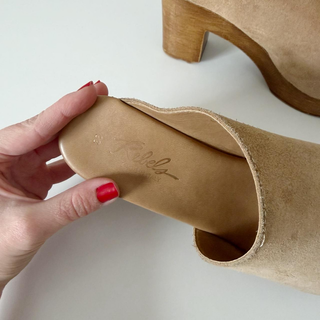 Rebels Orlanda Suede Asymmetrical Platform Clog Mules Size 6