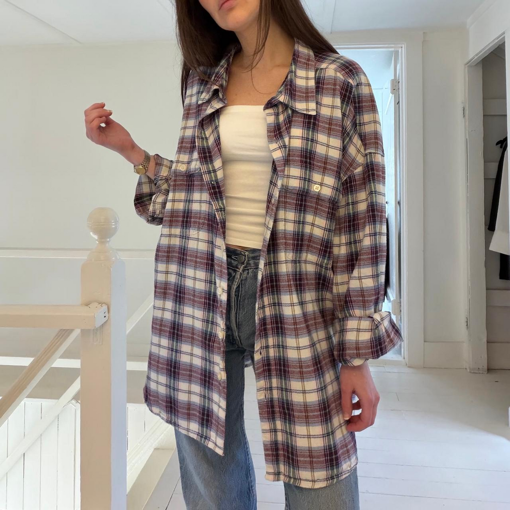 Lee Vintage Y2K Plaid Flannel Button Down Shirt Size XXXL
