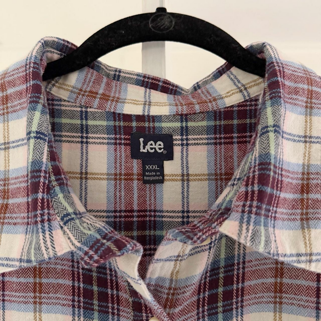Lee Vintage Y2K Plaid Flannel Button Down Shirt Size XXXL