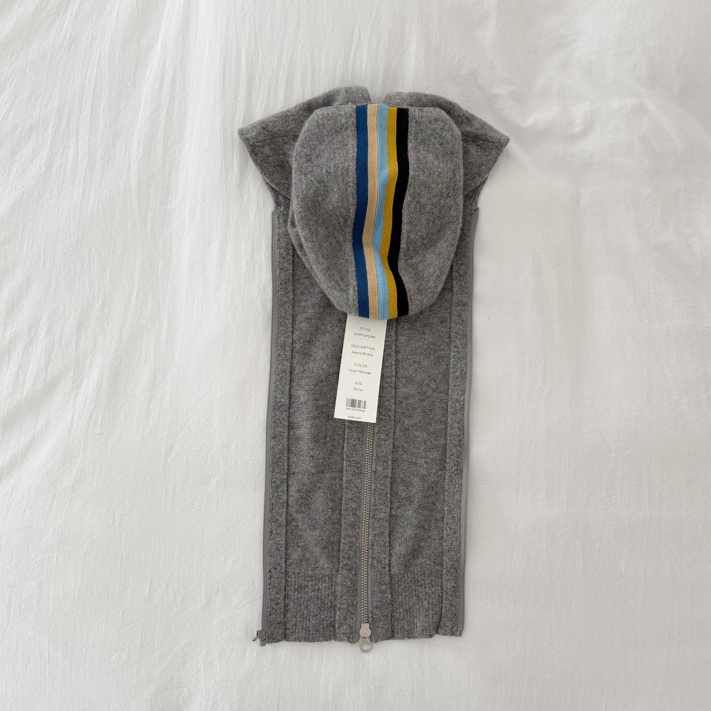 Veronica Beard Adena Wool Cashmere Hoodie Dickey in Grey Melange Size 00-14 NWT