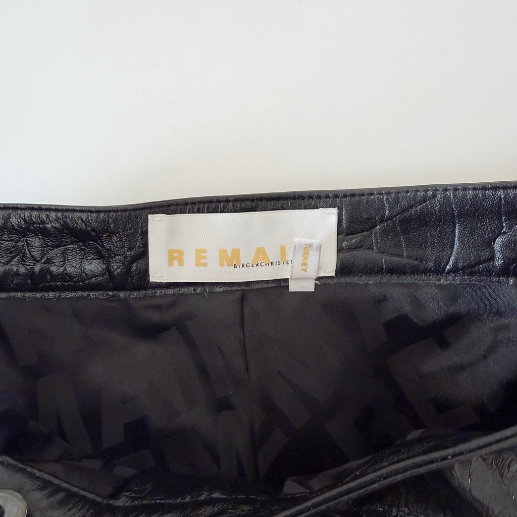 Remain Birger Christensen Manua Leather Croc Bermuda Shorts in Black Size 8