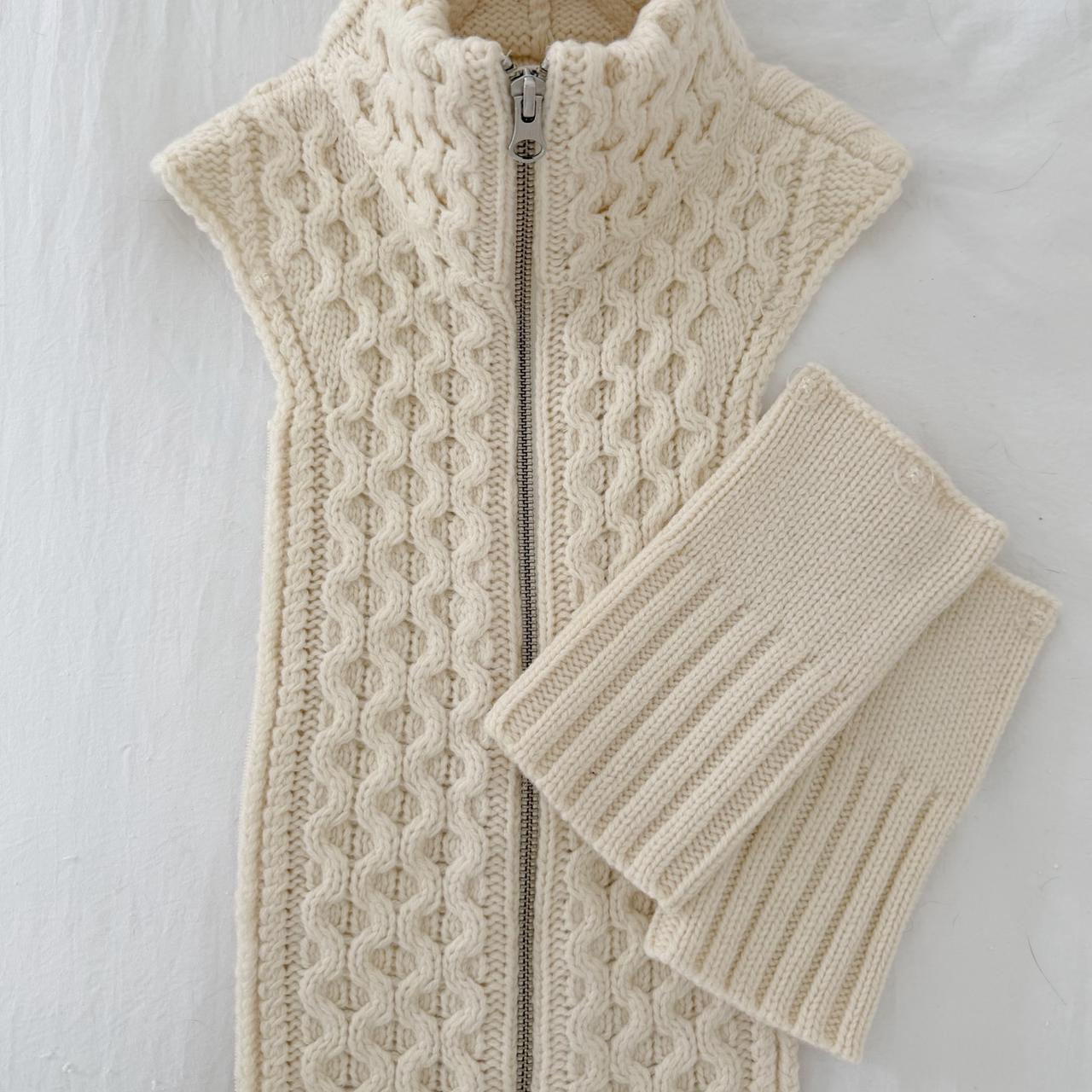 Veronica Beard Upstate Wool Cable-Knit Dickey & Cuffs Ivory Size 00-14 NWT