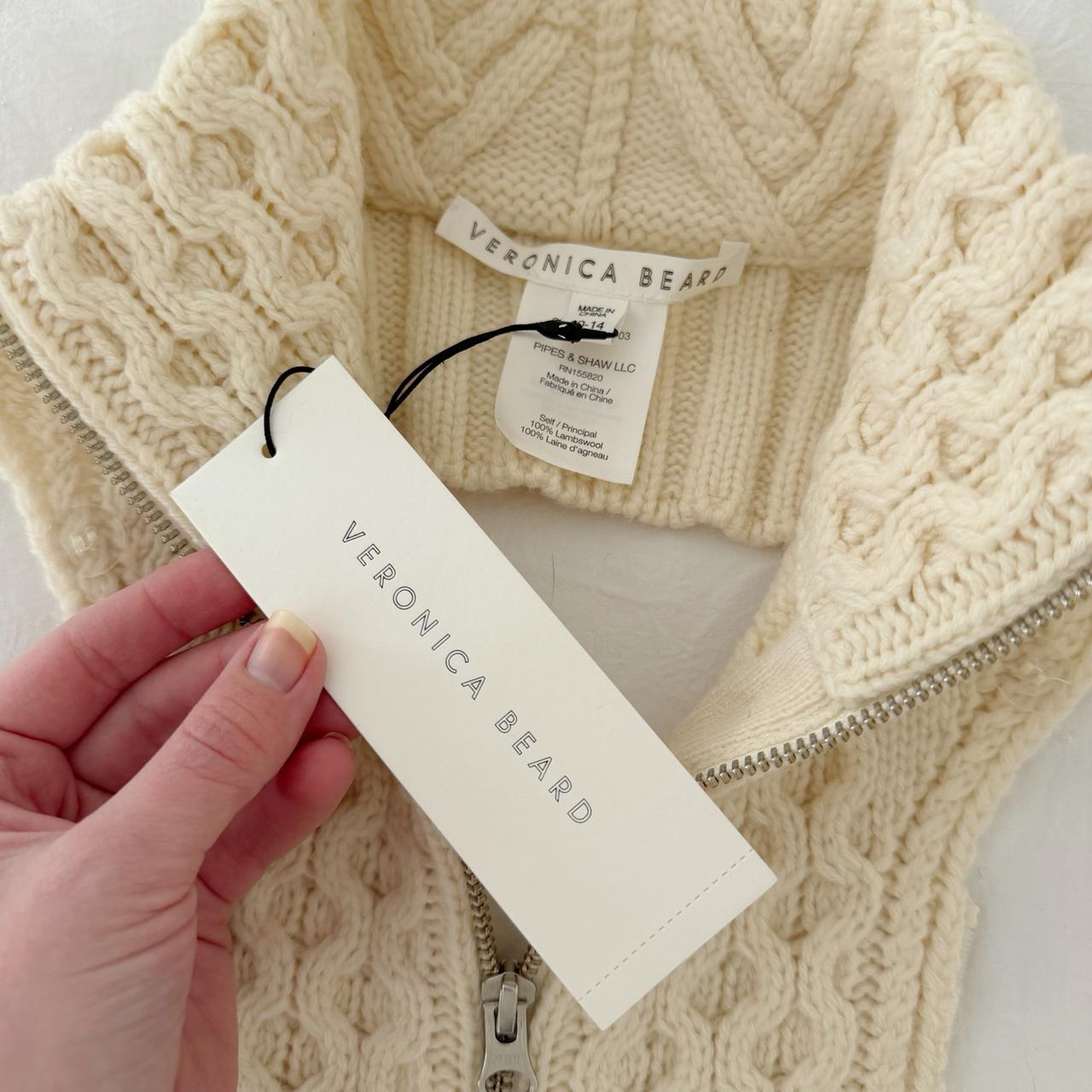 Veronica Beard Upstate Wool Cable-Knit Dickey & Cuffs Ivory Size 00-14 NWT