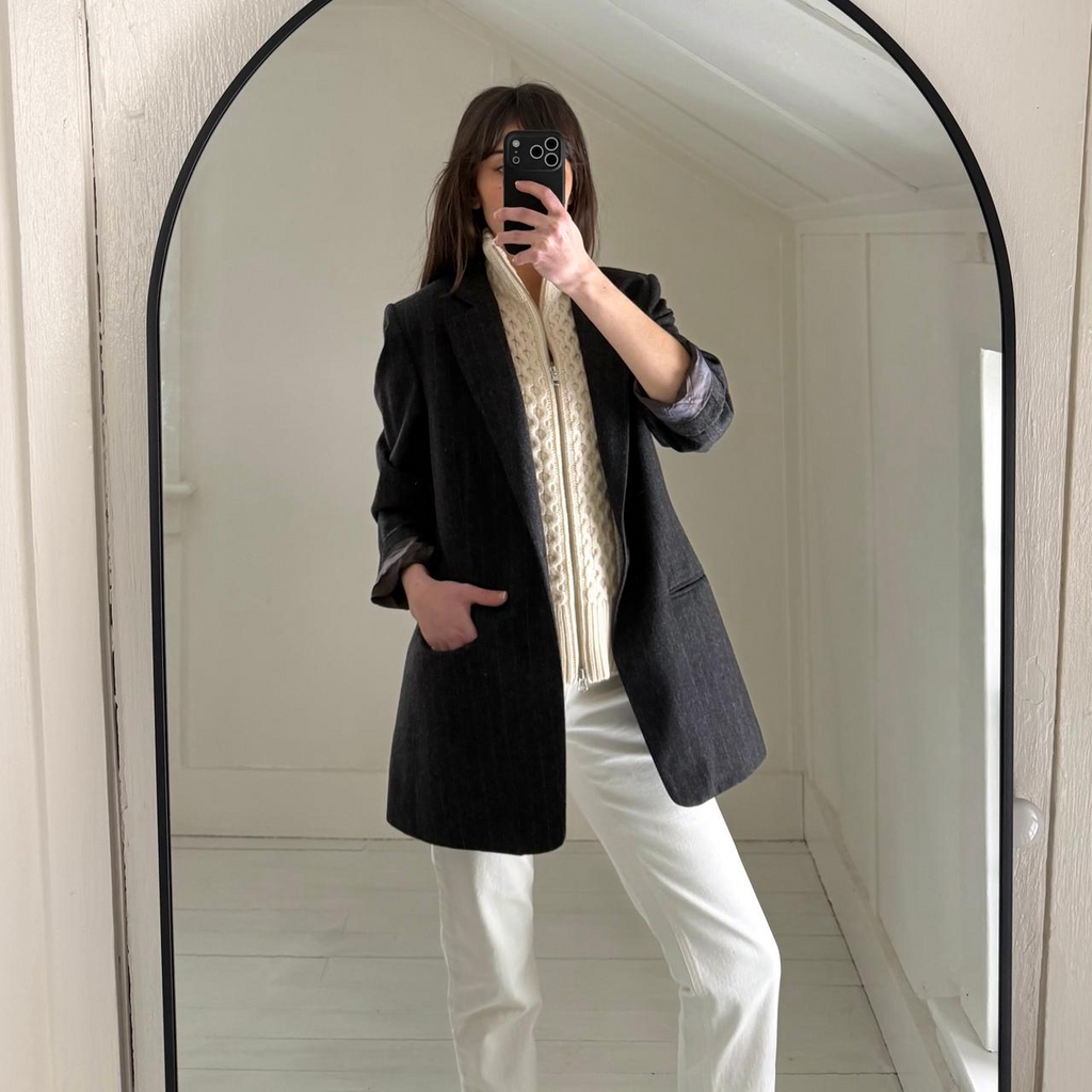 Veronica Beard Upstate Wool Cable-Knit Dickey & Cuffs Ivory Size 00-14 NWT