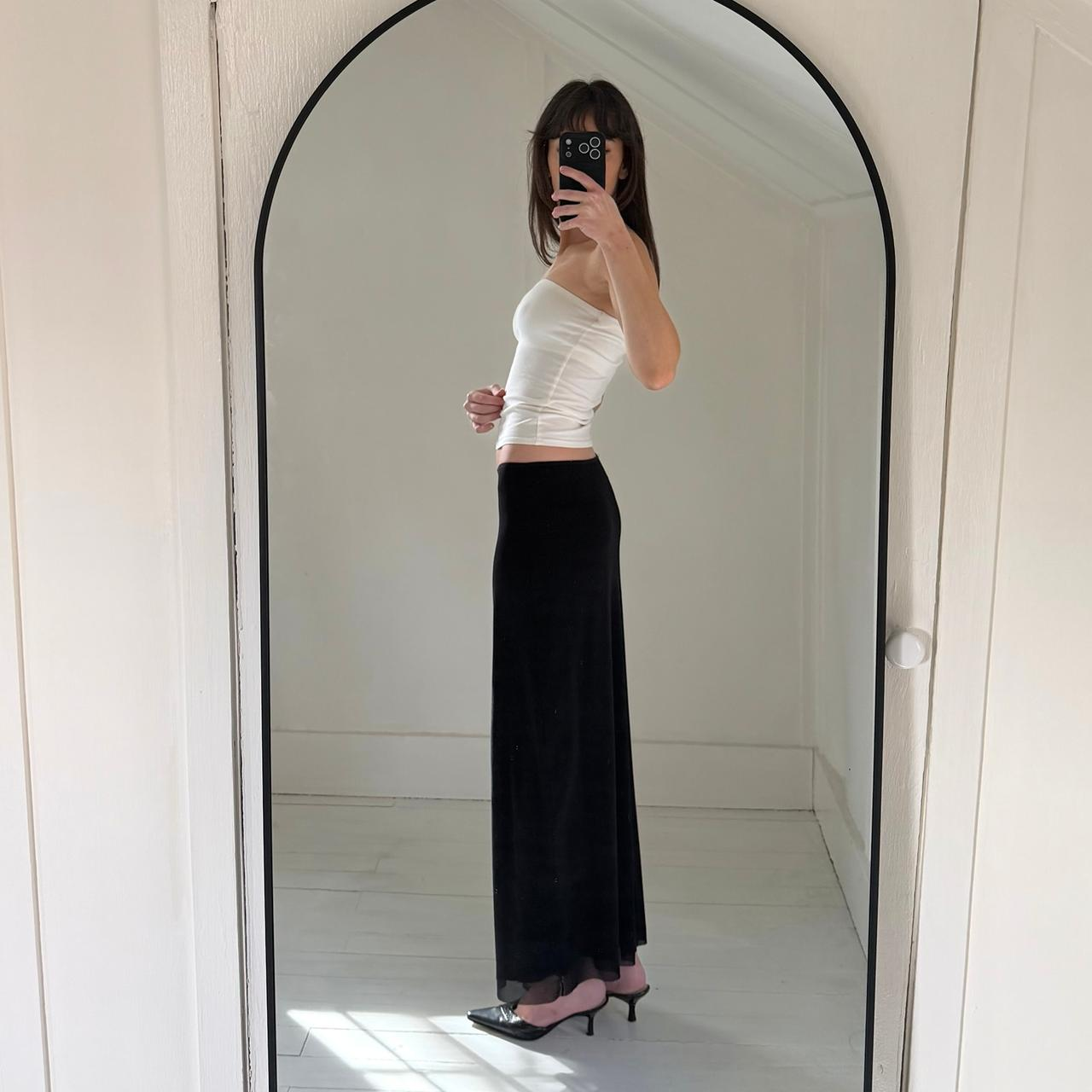 Vivienne Tam Vintage Y2K Mesh Overlay Zippered Side Slit Maxi Skirt Size 1