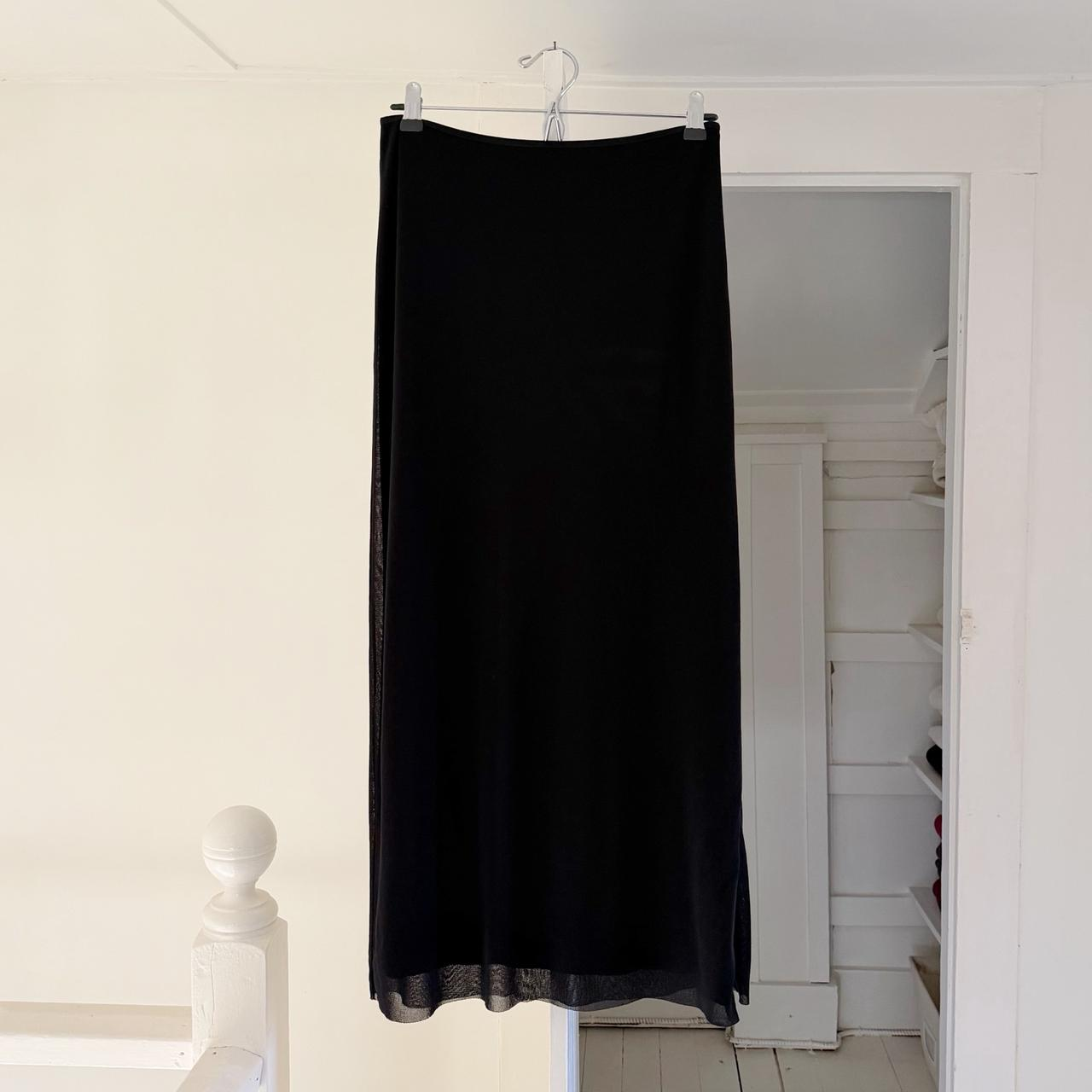 Vivienne Tam Vintage Y2K Mesh Overlay Zippered Side Slit Maxi Skirt Size 1