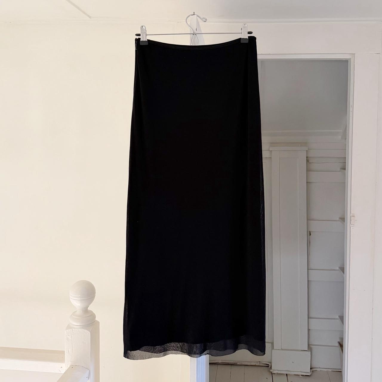 Vivienne Tam Vintage Y2K Mesh Overlay Zippered Side Slit Maxi Skirt Size 1