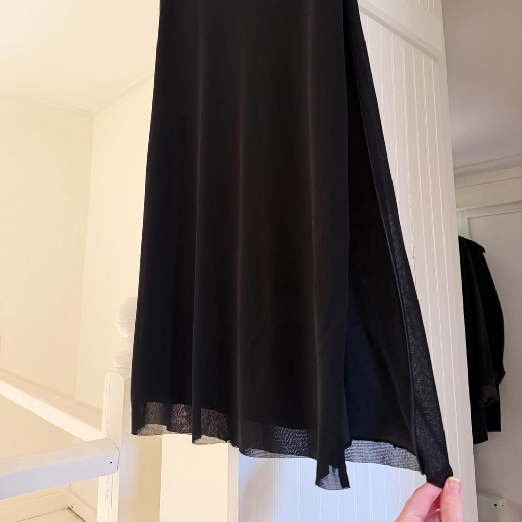 Vivienne Tam Vintage Y2K Mesh Overlay Zippered Side Slit Maxi Skirt Size 1