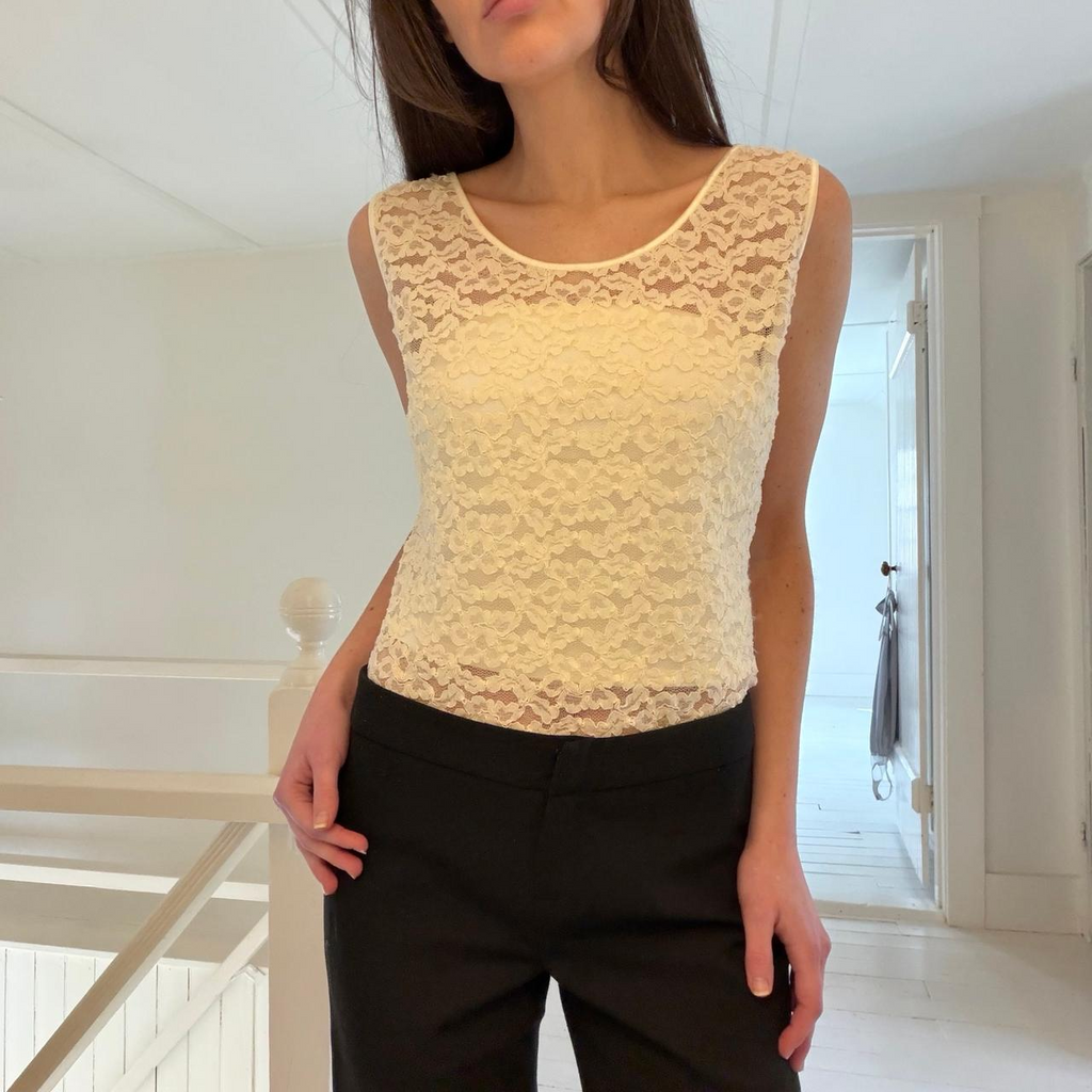 Cosabella Vintage 90s Sheer Mesh Lace Camisole Top Size L