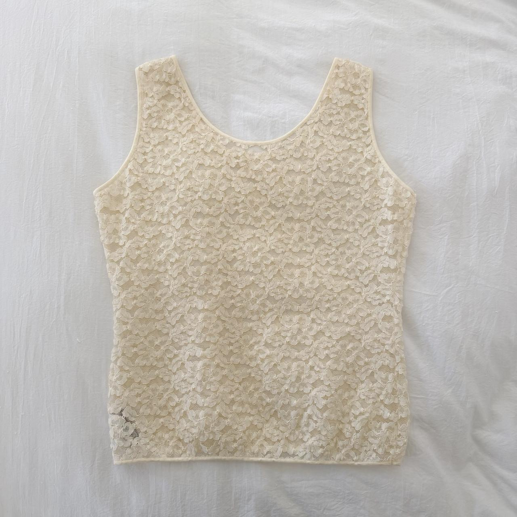 Cosabella Vintage 90s Sheer Mesh Lace Camisole Top Size L