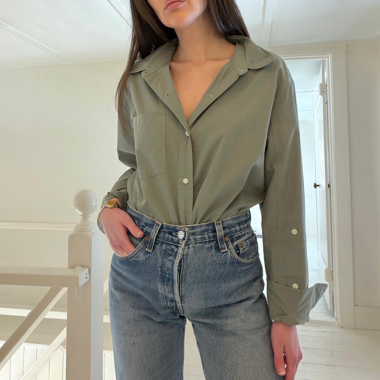 Citizens of Humanity Kayla Shrunken Poplin Button Down Shirt in Nova Size S