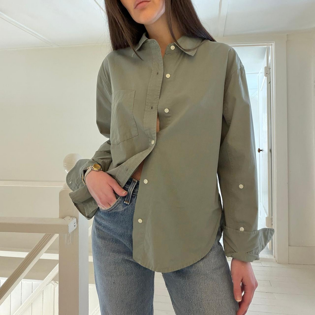 Citizens of Humanity Kayla Shrunken Poplin Button Down Shirt in Nova Size S