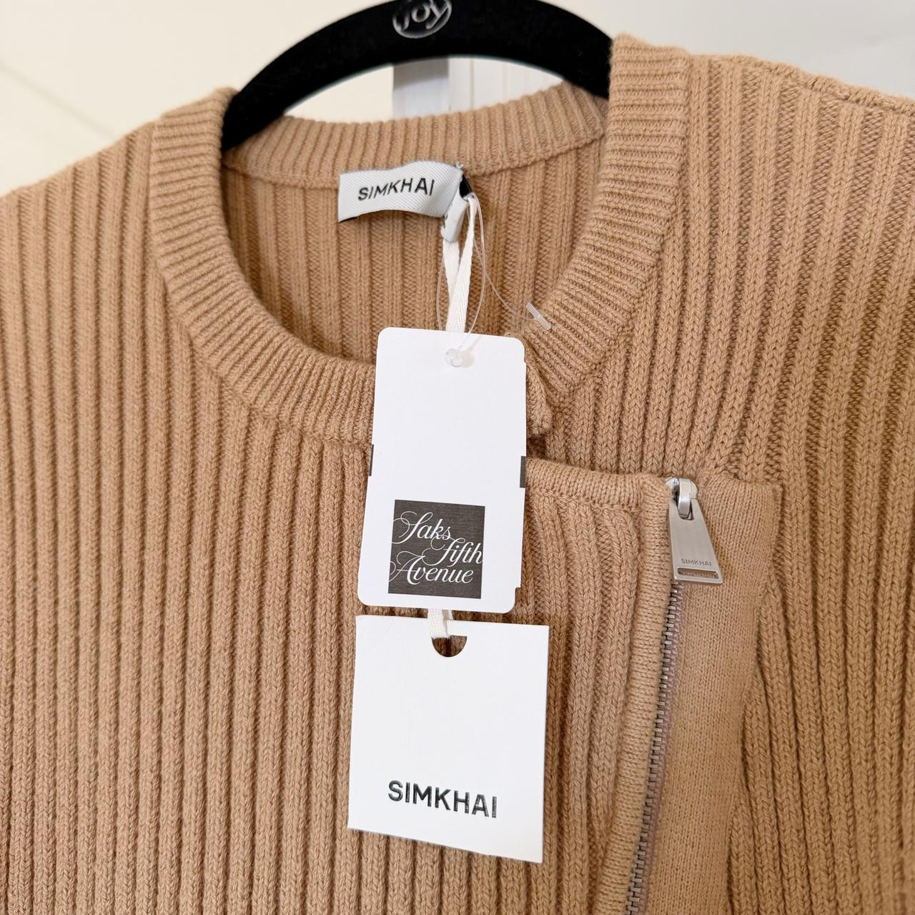 Simkhai Andi Fisherman Knit Peplum Cardigan Jacket Camel NWT Size S