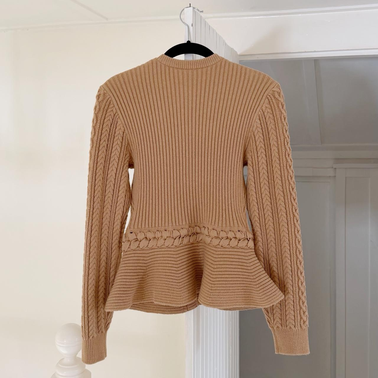 Simkhai Andi Fisherman Knit Peplum Cardigan Jacket Camel NWT Size S