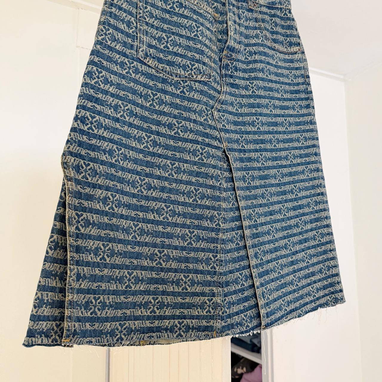 Tory Burch Deconstructed Denim Skirt in Sublime Jacquard Vintage Wash NWT 8