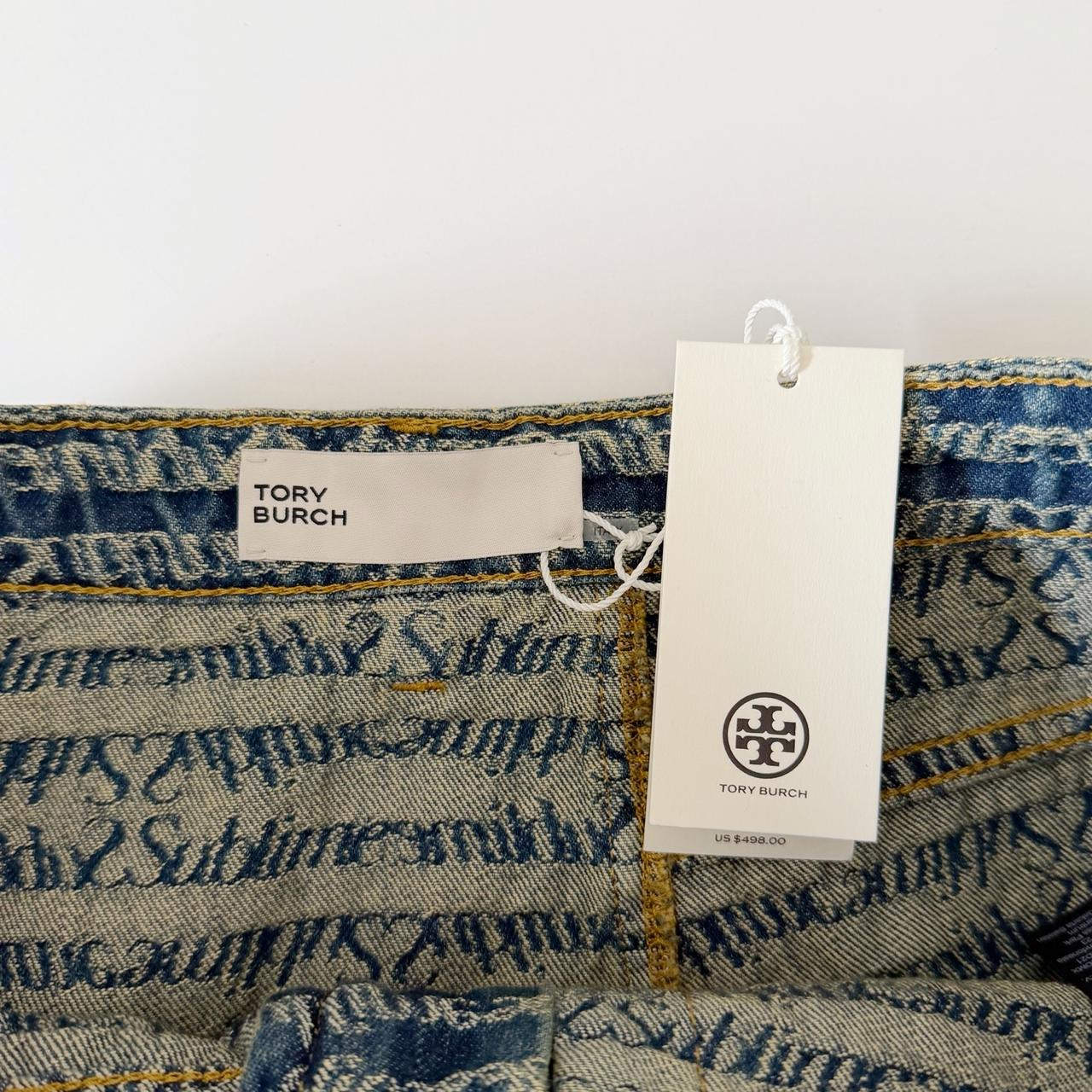 Tory Burch Deconstructed Denim Skirt in Sublime Jacquard Vintage Wash NWT 8