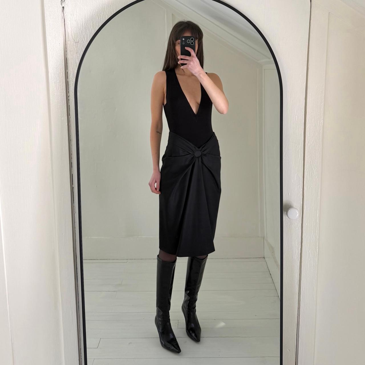 Jean Paul Gaultier Femme Vintage Y2K Wool Silk Pleated Pencil Skirt Size 8