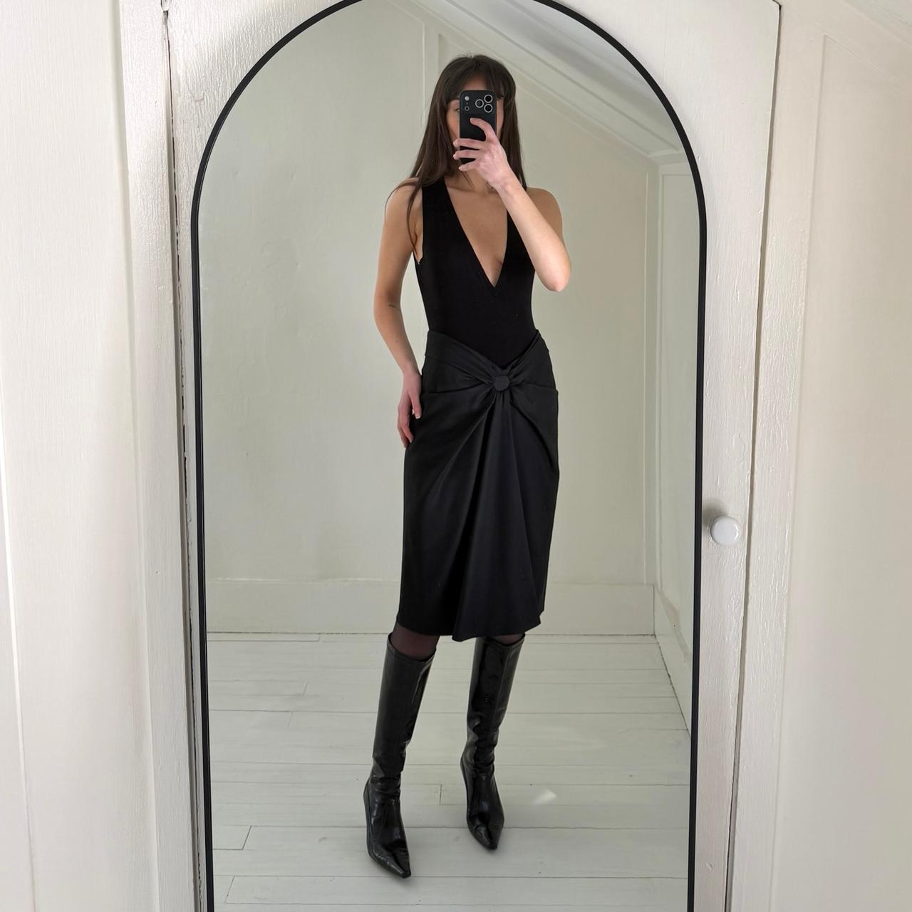 Jean Paul Gaultier Femme Vintage Y2K Wool Silk Pleated Pencil Skirt Size 8