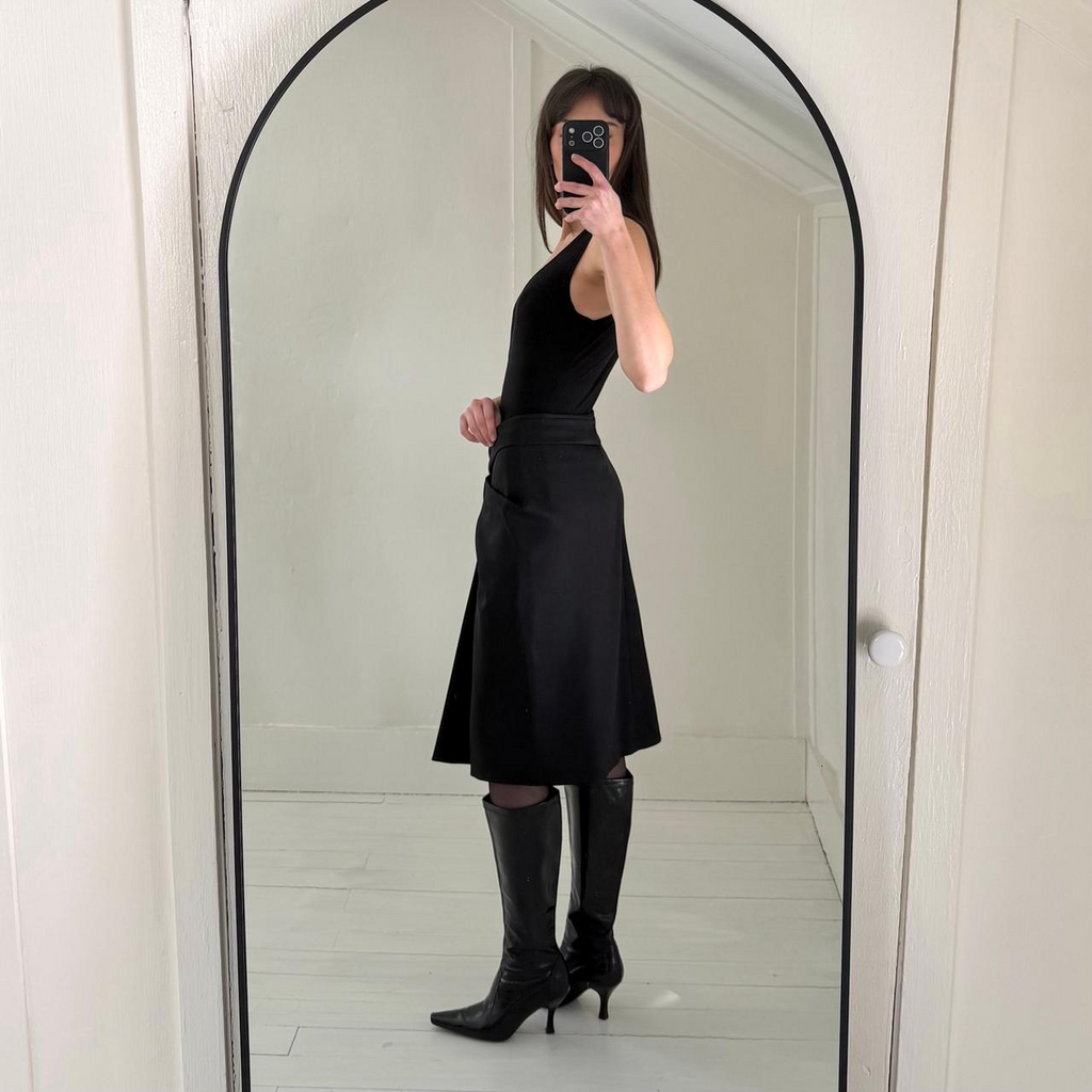 Jean Paul Gaultier Femme Vintage Y2K Wool Silk Pleated Pencil Skirt Size 8