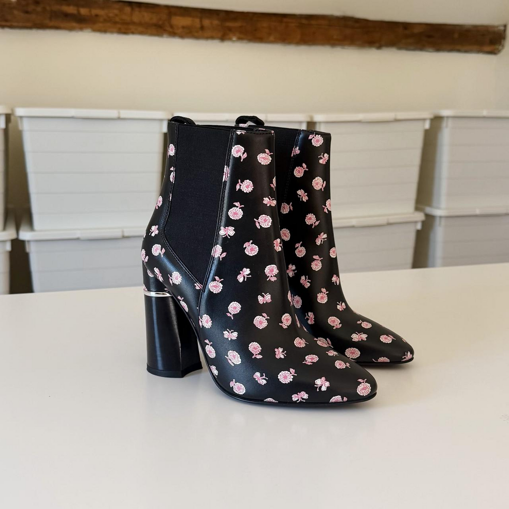 3.1 Phillip Lim Drum Floral Leather Heeled Chelsea Boot Size 36.5