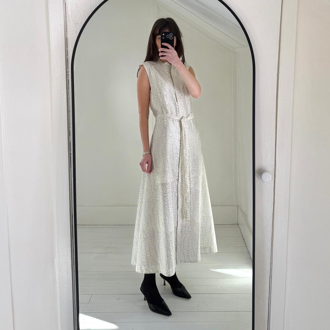 COS Printed Fluid Tie-Waist Midi Shirt Dress in Champagne NWT Size 6