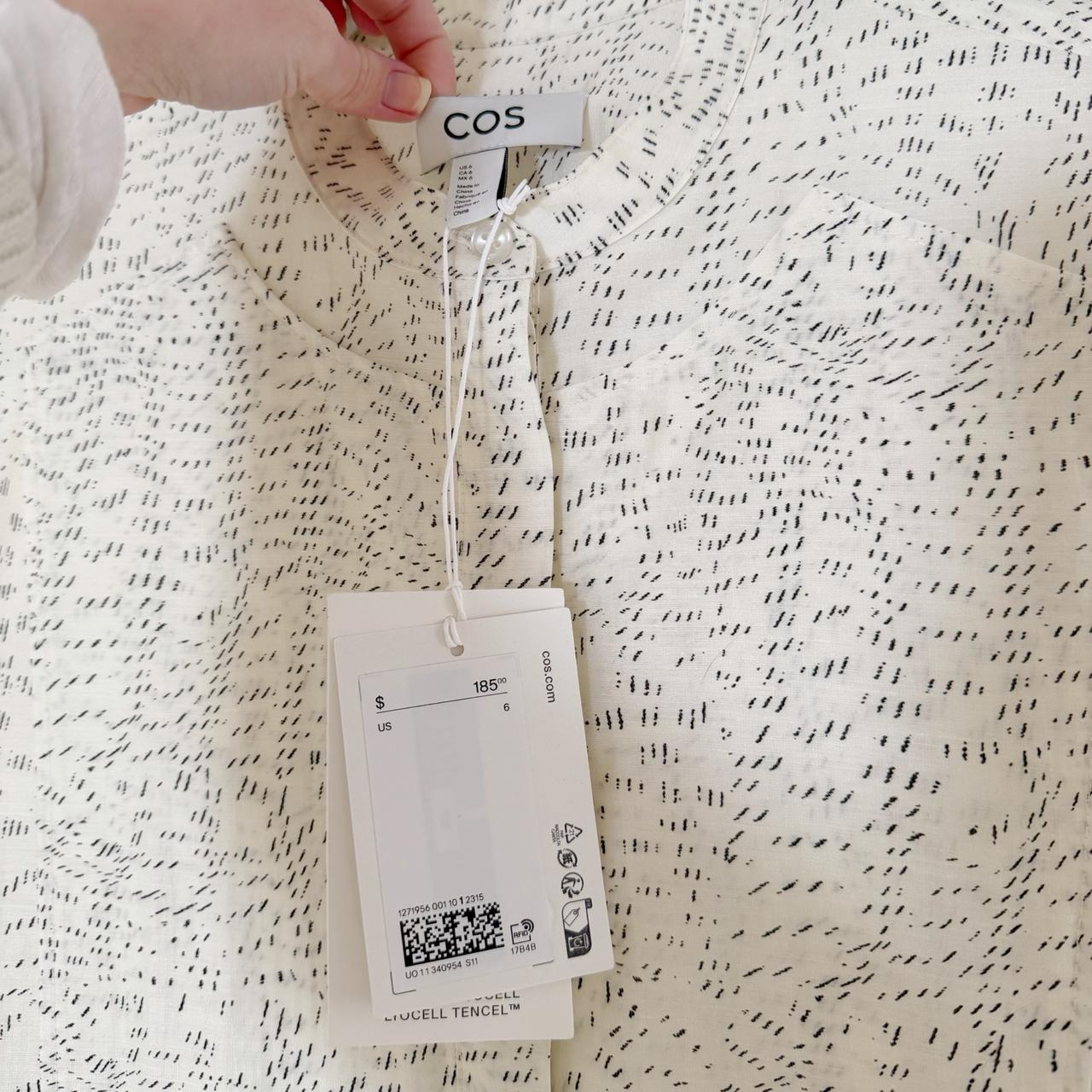COS Printed Fluid Tie-Waist Midi Shirt Dress in Champagne NWT Size 6