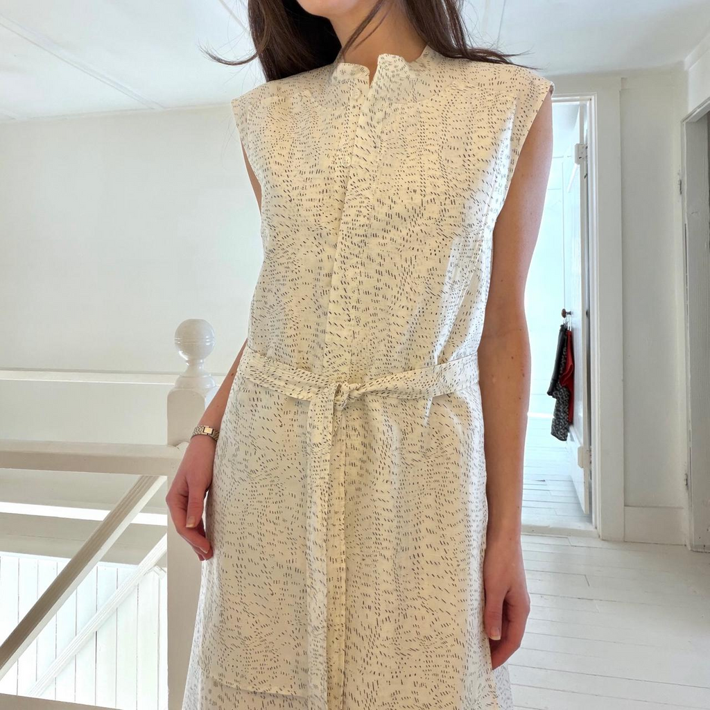 COS Printed Fluid Tie-Waist Midi Shirt Dress in Champagne NWT Size 6