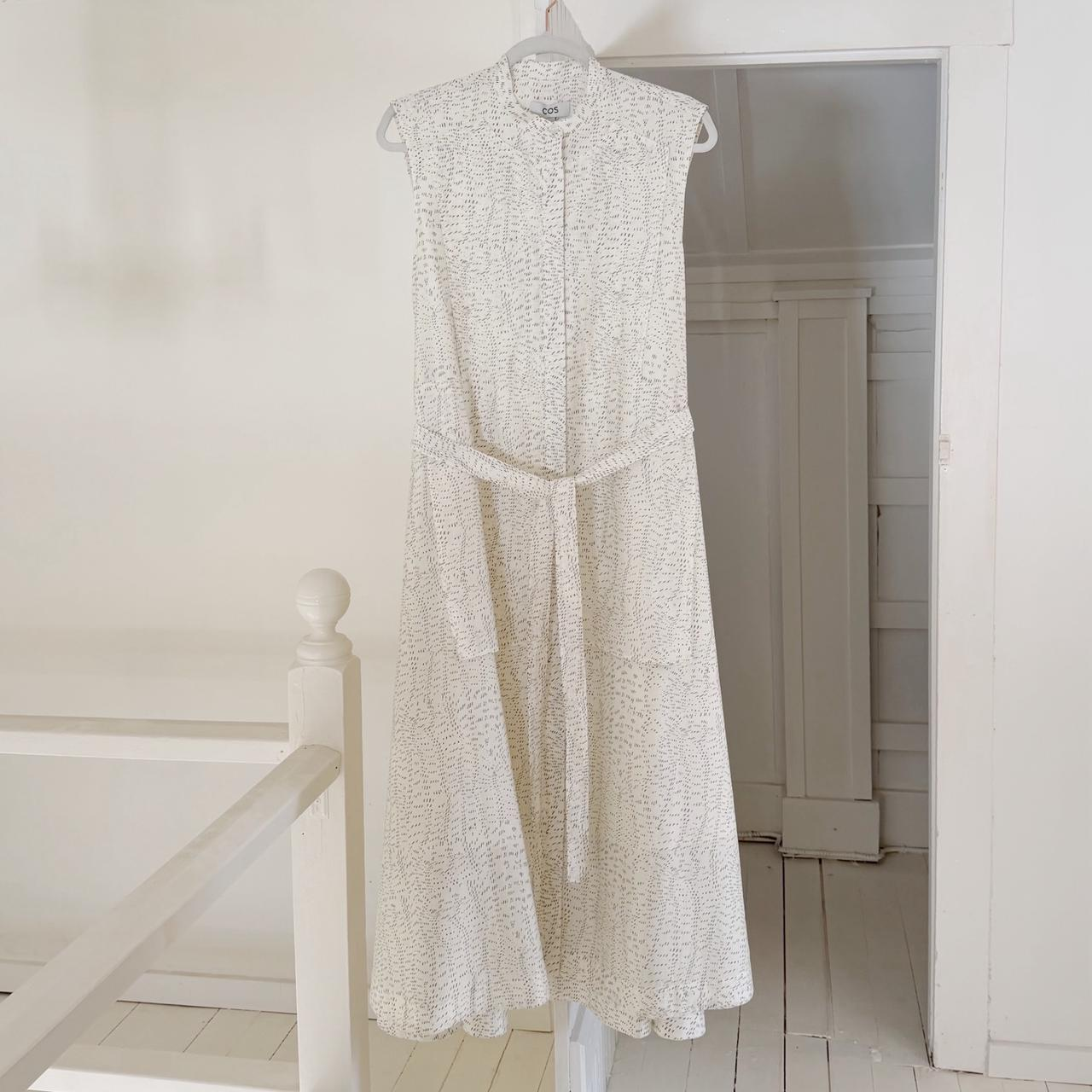 COS Printed Fluid Tie-Waist Midi Shirt Dress in Champagne NWT Size 6