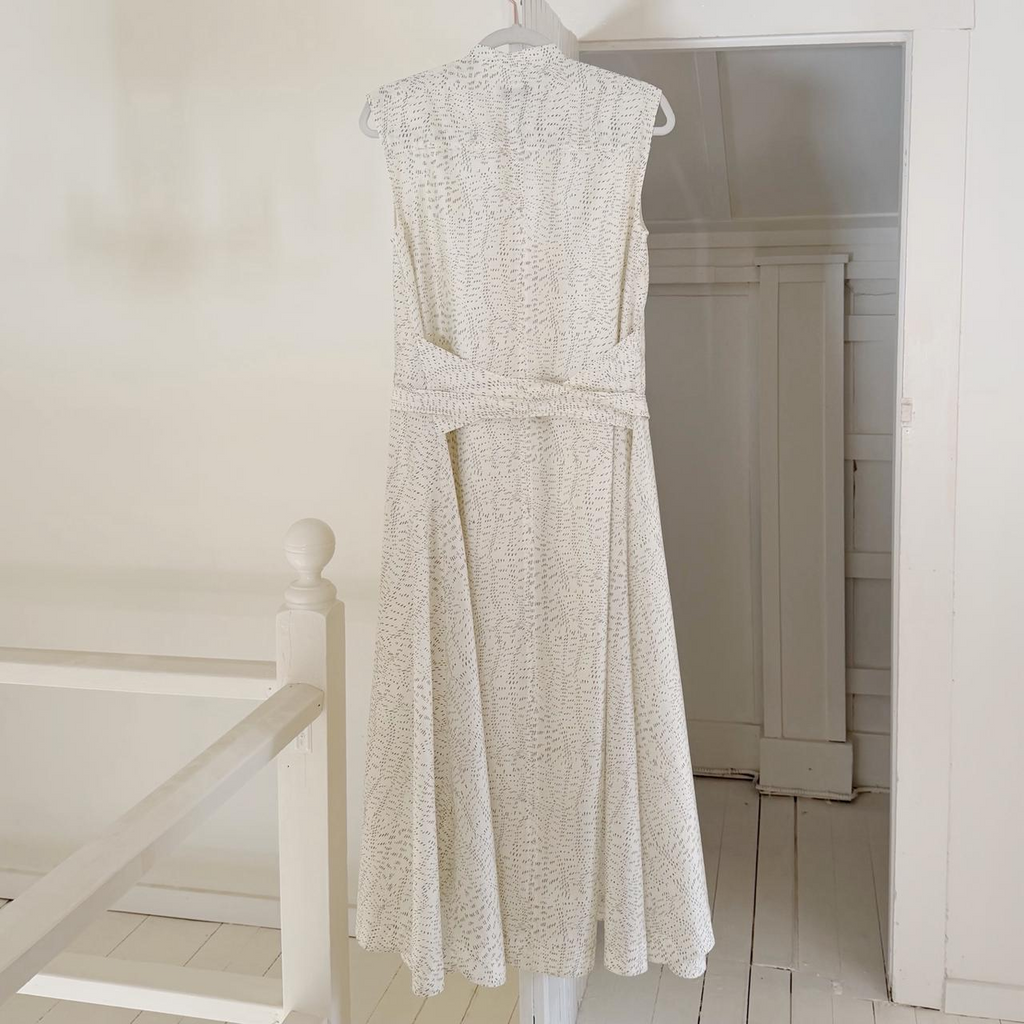 COS Printed Fluid Tie-Waist Midi Shirt Dress in Champagne NWT Size 6