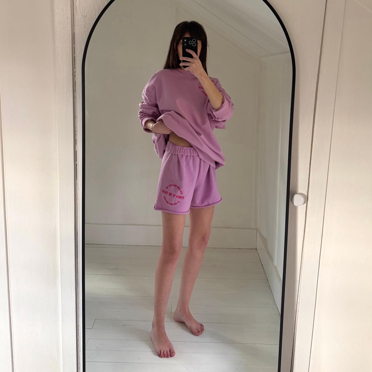 The Mayfair Group Power To The Youth Lilac Crew & Shorts Set Size OS / M/L