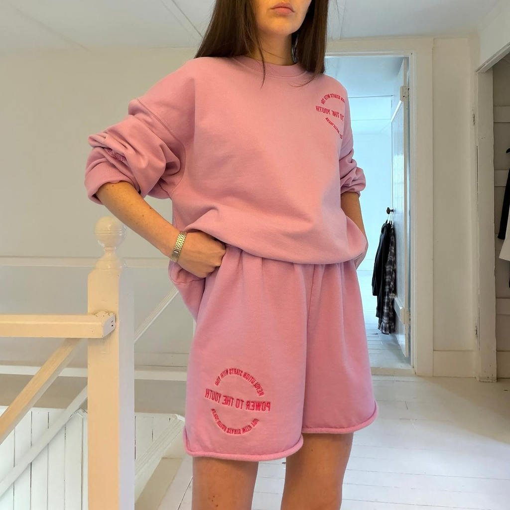 The Mayfair Group Power To The Youth Lilac Crew & Shorts Set Size OS / M/L