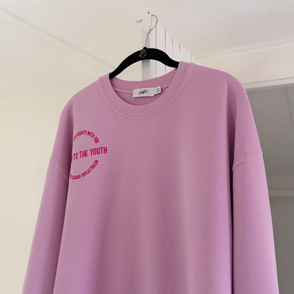 The Mayfair Group Power To The Youth Lilac Crew & Shorts Set Size OS / M/L